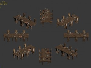 library - reading tables and chairs 01 Modèle 3D