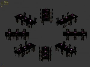 library - reading tables and chairs 01 3D Model