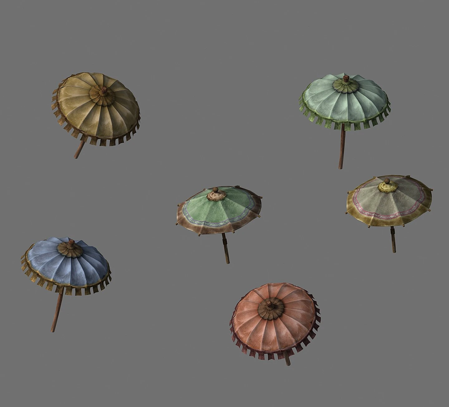 journey to the west - cloth umbrella 3D Model .c4d .max .obj .3ds .fbx .stl .blend 