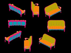 vampire warriors area - sofa 01 3D Model