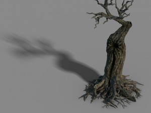 grass temple village - dry tree 01 Model 3D