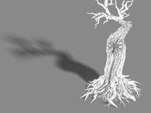 grass temple village - dry tree 01 3D Model