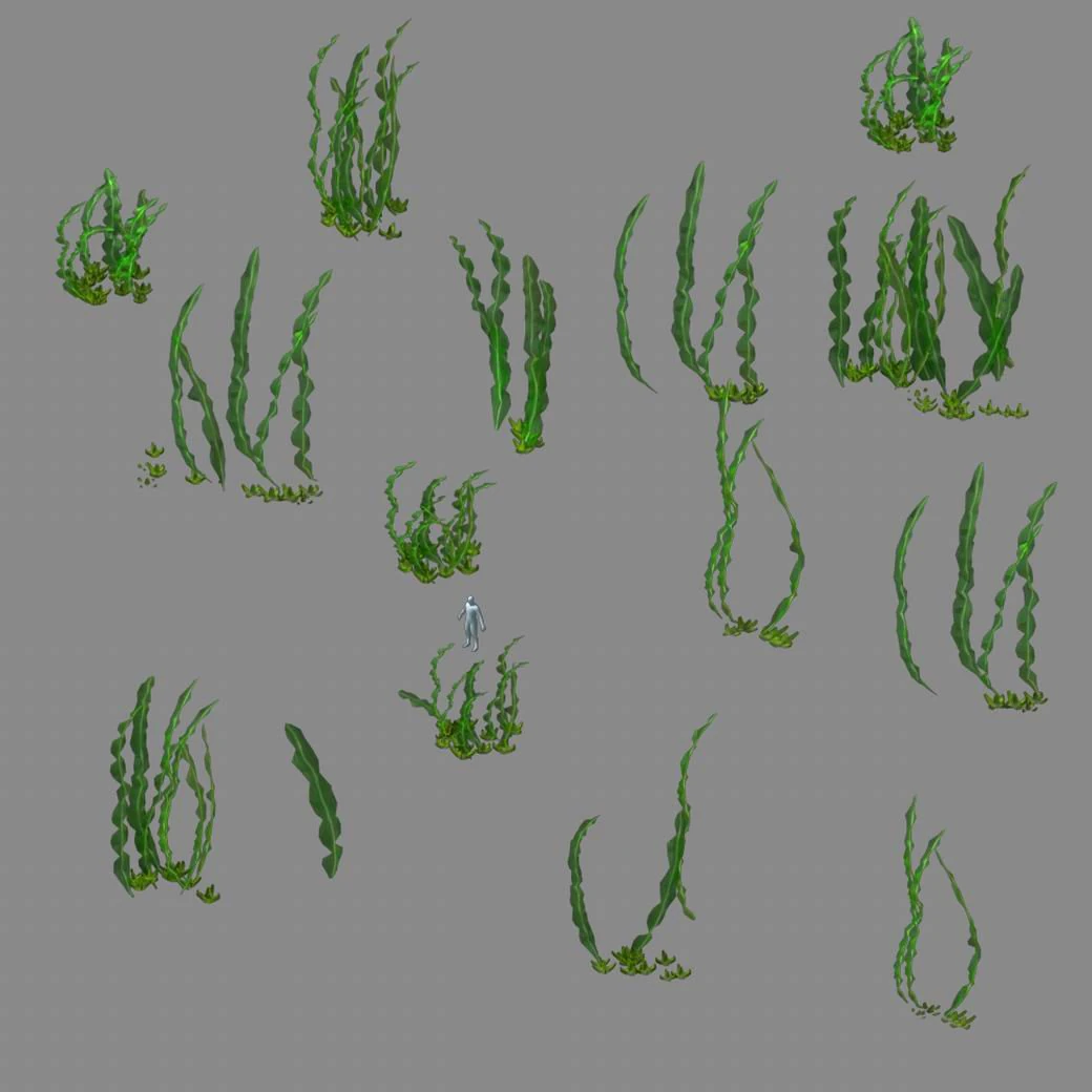seabed plant - kelp 01 3D Model .c4d .max .obj .3ds .fbx .stl .blend 