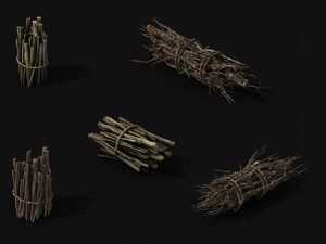 fairy mountains - wood - wood fire 01 3D Model