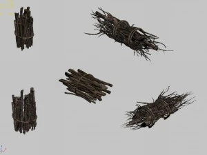 fairy mountains - wood - wood fire 01 3D Model