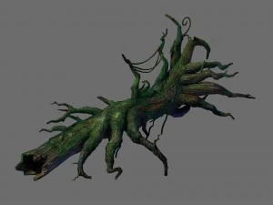crystal marsh - moss covered tree trunk 3D Model