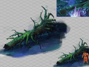 crystal marsh - moss covered tree trunk 3D Model