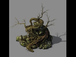 dağları keşfedin - antik ağa&ccedil;lar ve kayalar 01 3D Model