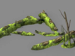 dağlar - &ouml;l&uuml; odun - yeşil algler - kırık 01 3D Model