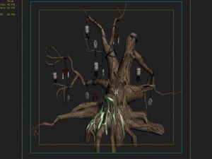 koike town - lanruo temple - dead trees Modello 3D