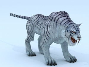 low poly 3d monster - white spotted tiger 3D Model