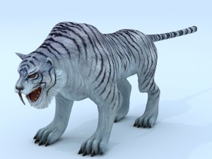 low poly 3d monster - white spotted tiger 3D Model