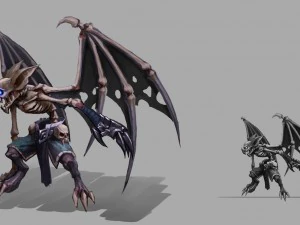 낮은 폴리 3d 괴물 - 뼈 박쥐 3D 모델