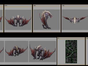 low poly 3d monster - bone bat 02 3D Model