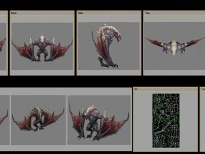 low poly 3d monster - bone bat 02 3D Model