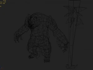 low poly 3d monster - white wind 06 3D Model