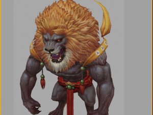 low poly 3d monster - po lin monastery golden lion 3D 모델