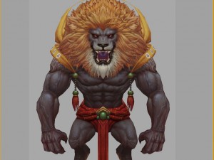 low poly 3d monster - po lin monastery golden lion 3D 모델