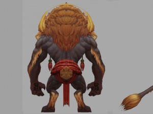 low poly 3d monster - po lin monastery golden lion 3D 모델