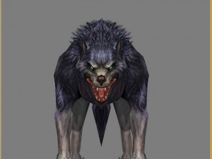 low poly 3d monster - dark wolf Model 3D