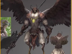 low poly 3d monster - goshawk sentinel 3D Model