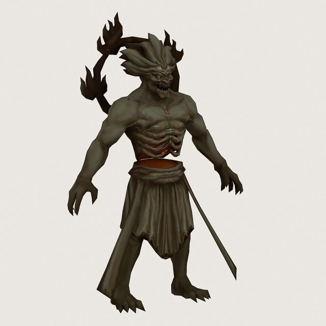 low poly 3d monster - di fu statue 3Dモデル .c4d .max .obj .3ds .fbx .stl .blend 