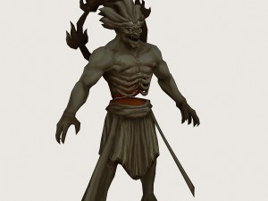 low poly 3d monster - di fu statue 3D Model