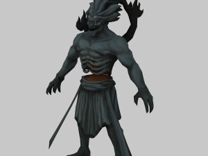 low poly 3d monster - di fu statue 3Dモデル