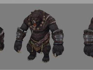 low poly 3d monster - black wind king bear 3D Model