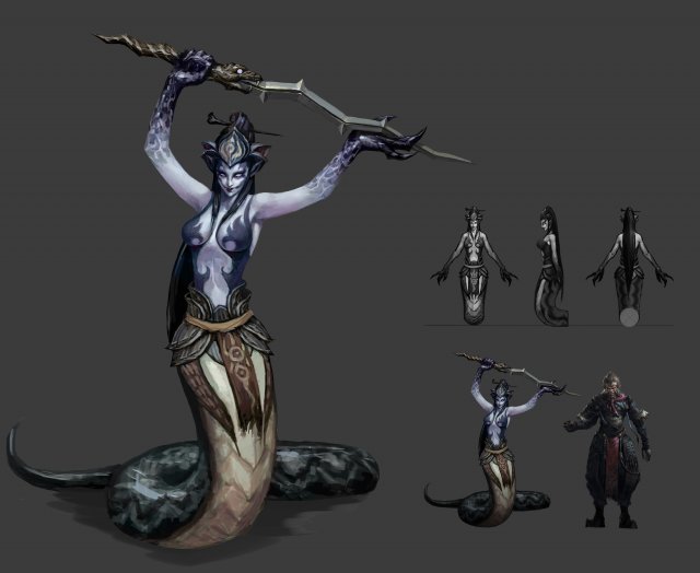 low poly 3d monster - black wind snake girl 3D Модель .c4d .max .obj .3ds .fbx .stl .blend