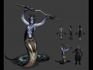low poly 3d monster - black wind snake girl 3D Модель
