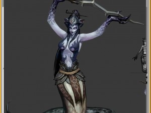 low poly 3d monster - black wind snake girl 3D Модель
