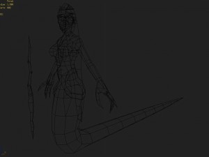 low poly 3d monster - black wind snake girl 3D Модель