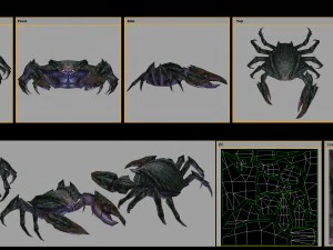 low poly 3d monster - black reef crab 3D Model