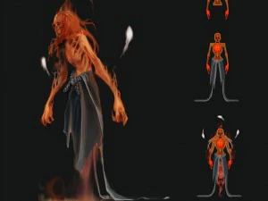 d&uuml;ş&uuml;k poli 3d canavar - kırmızı hayalet 3D Model