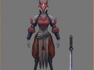 low poly 3d monster - lady of the fox 3D Модель