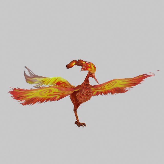 low poly 3d monster - red phoenix 3D Модель .c4d .max .obj .3ds .fbx .stl .blend 