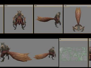 low poly 3d monster - nine-tailed fox 3D Model