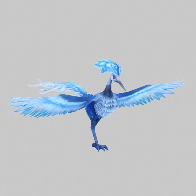 low poly 3d monster - blue phoenix Modèle 3D .c4d .max .obj .3ds .fbx .stl .blend 