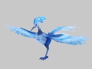 low poly 3d monster - blue phoenix Modèle 3D