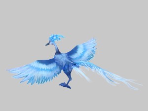 low poly 3d monster - blue phoenix Modèle 3D
