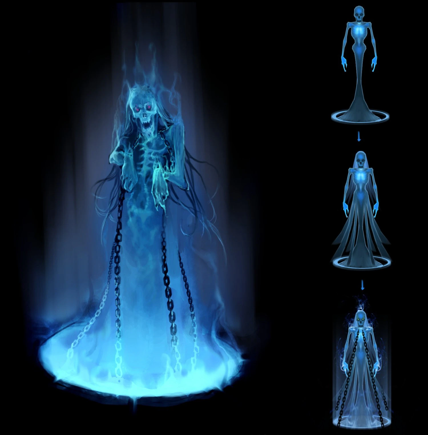 low poly 3d monster - blue ghost 3D Model .c4d .max .obj .3ds .fbx .stl .blend 
