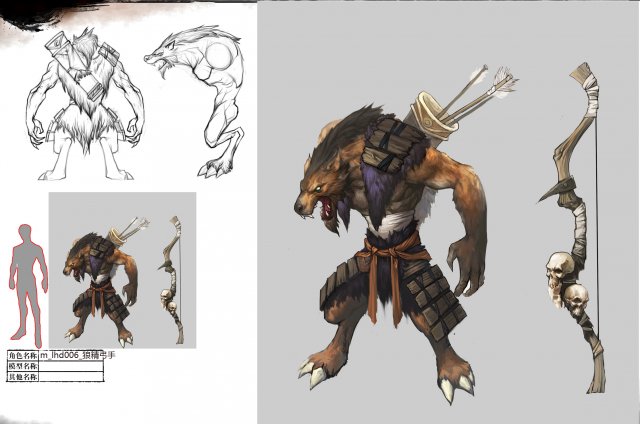 low poly 3d monster - wolf archer 3D 모델 .c4d .max .obj .3ds .fbx .stl .blend 