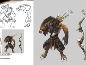 mostro 3d low poly - arciere lupo Modello 3D