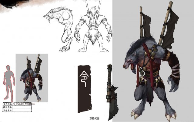 low poly 3d monster - wolf fine flagman Modelo 3D .c4d .max .obj .3ds .fbx .stl .blend 