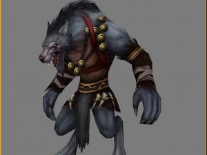 monstro 3d low poly - lobo fino flagman Modelo 3D