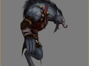 monstro 3d low poly - lobo fino flagman Modelo 3D