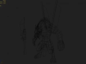 monstro 3d low poly - lobo fino flagman Modelo 3D