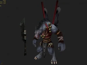 monstro 3d low poly - lobo fino flagman Modelo 3D