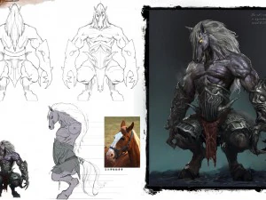 monstruo 3d de baja poli - monstruo cara de caballo Modelo 3D